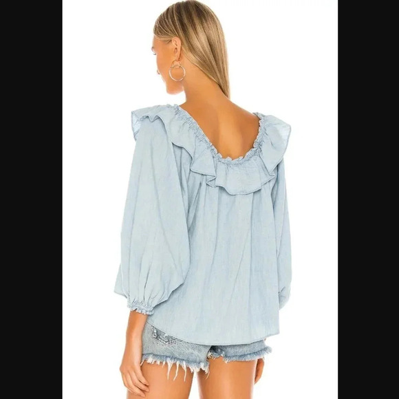 Free People Lily Of The Valley Chambray Blouse - Picture 3 of 8